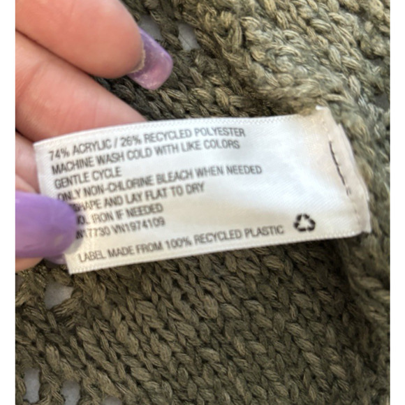 Knox Rose Cardigan Open Front Longline Crochet Knit Boho‎ Olive Green Small - Picture 5 of 5